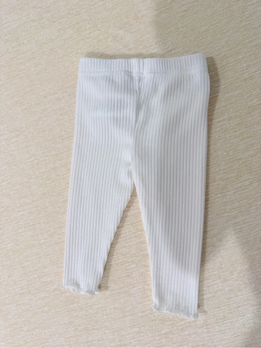 Ralph Lauren White Ribbed Baby Leggings with Pony Logo